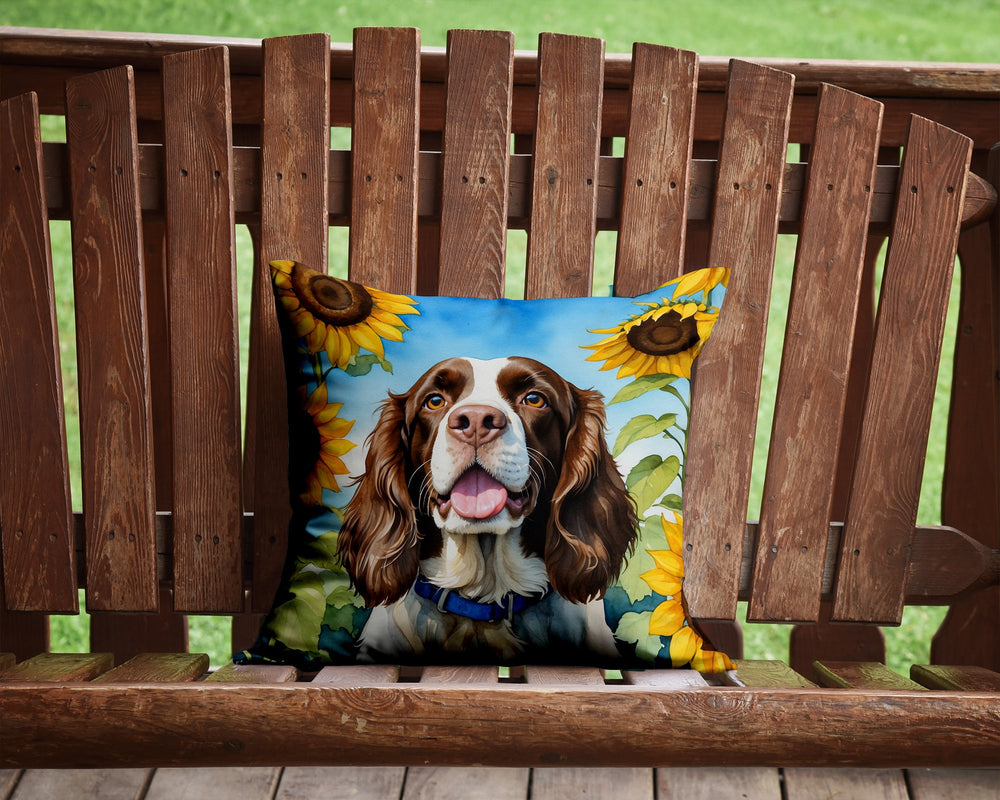 English Springer Spaniel in Sunflowers Throw Pillow Image 2