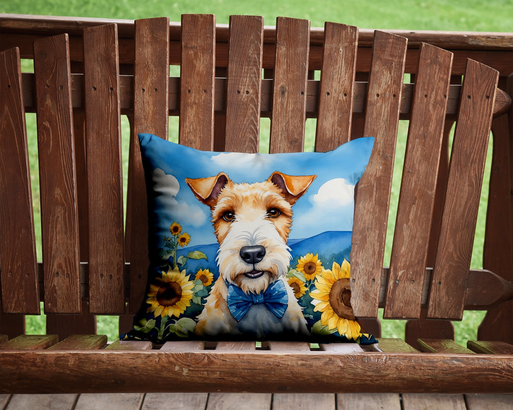 Fox Terrier in Sunflowers Throw Pillow Image 2