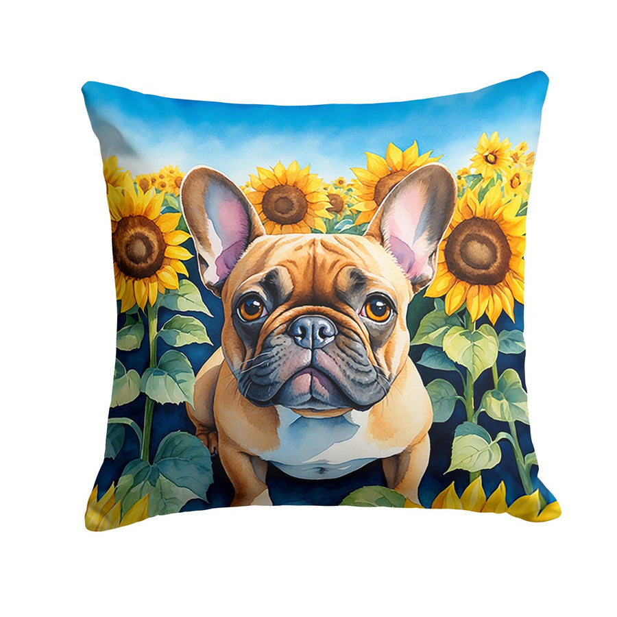 French Bulldog in Sunflowers Throw Pillow Image 1