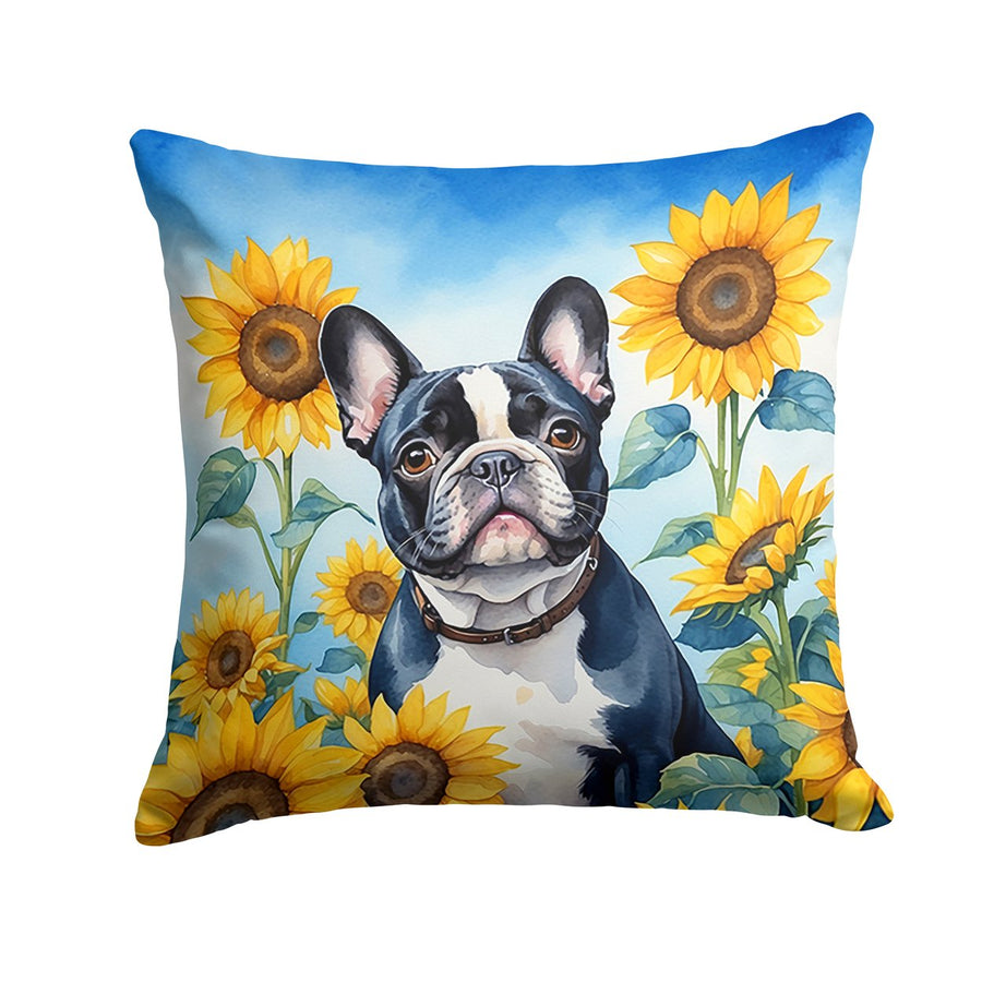 French Bulldog in Sunflowers Throw Pillow Image 1