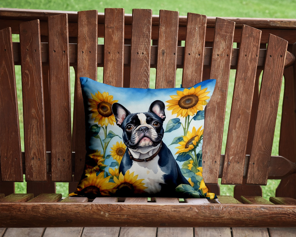 French Bulldog in Sunflowers Throw Pillow Image 2