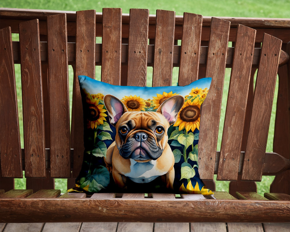 French Bulldog in Sunflowers Throw Pillow Image 2