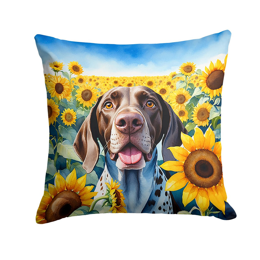 German Shorthaired Pointer in Sunflowers Throw Pillow Image 1