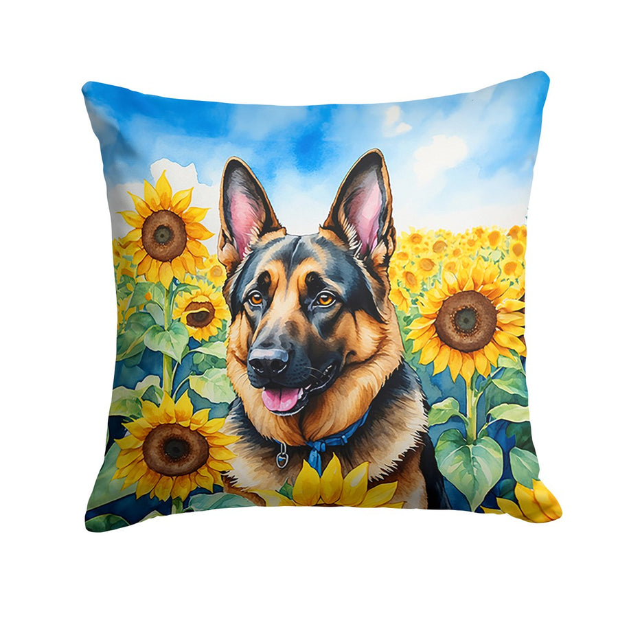 German Shepherd in Sunflowers Throw Pillow Image 1