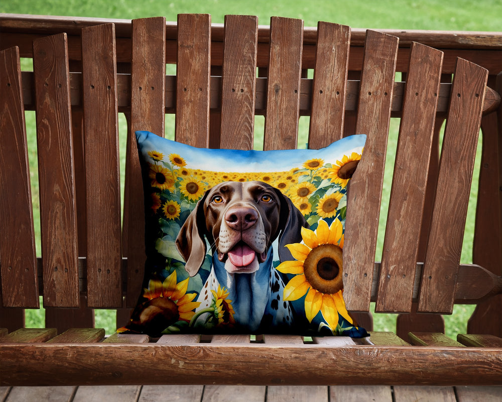 German Shorthaired Pointer in Sunflowers Throw Pillow Image 2