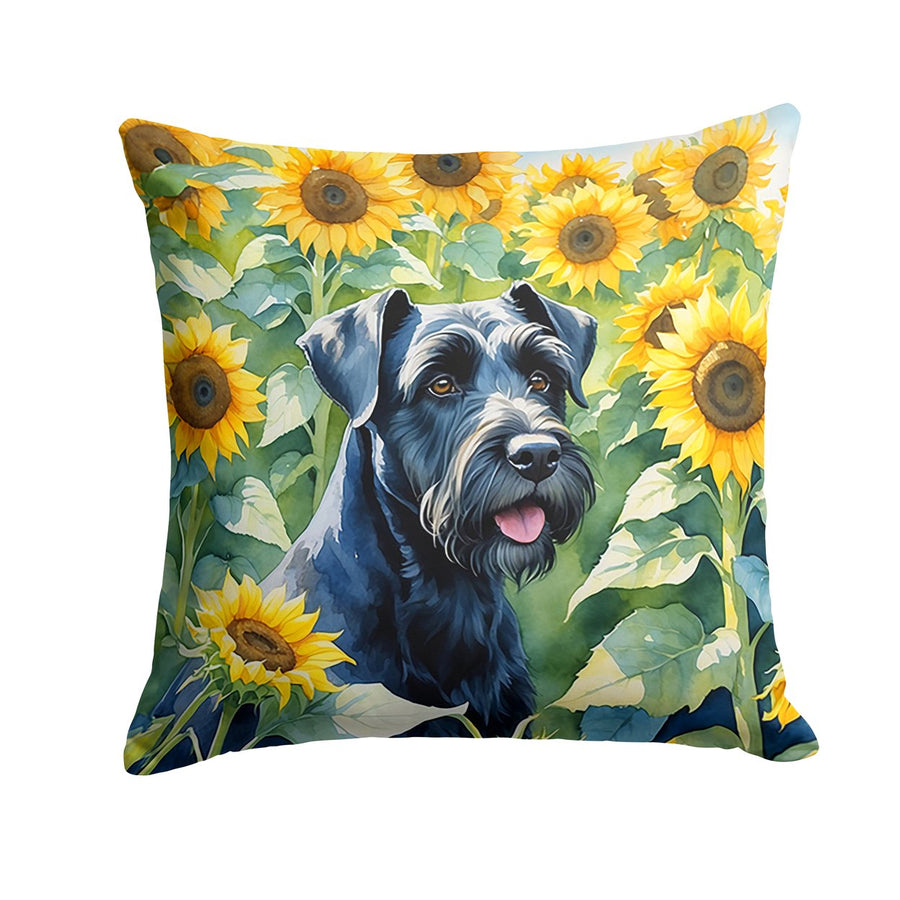 Giant Schnauzer in Sunflowers Throw Pillow Image 1