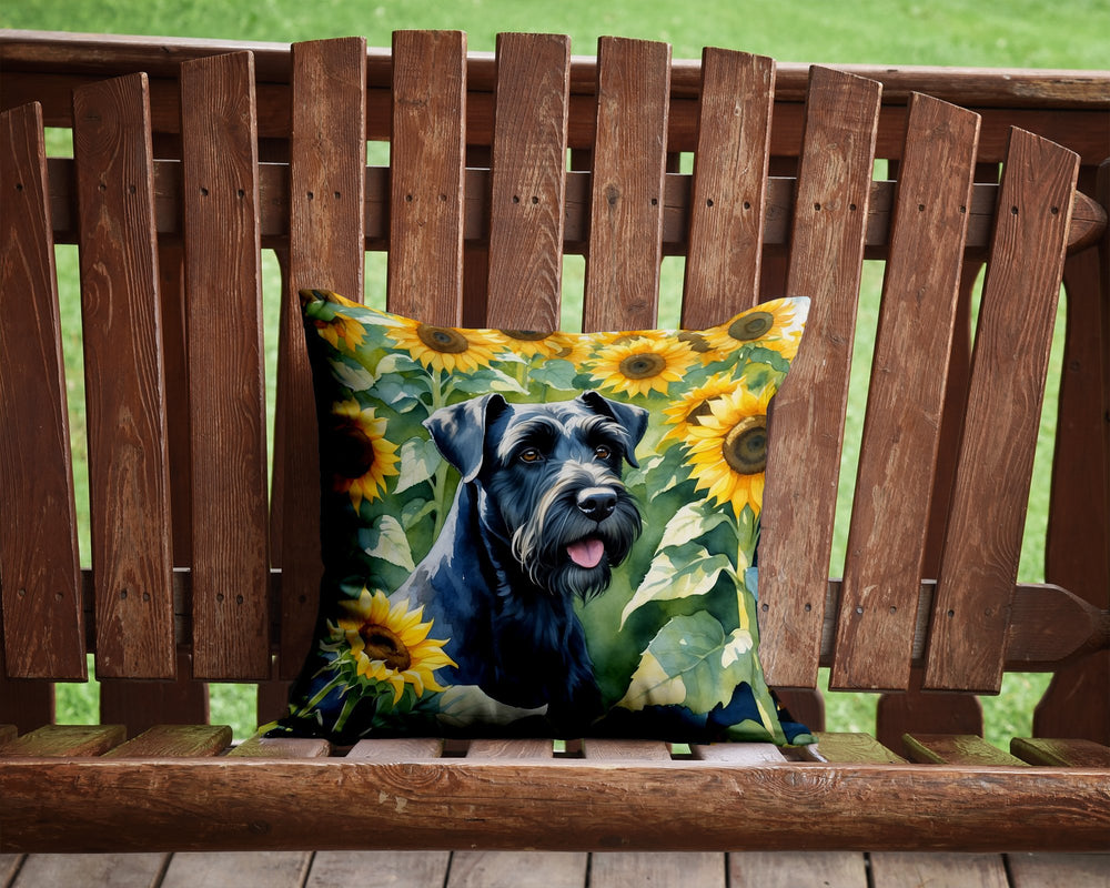 Giant Schnauzer in Sunflowers Throw Pillow Image 2