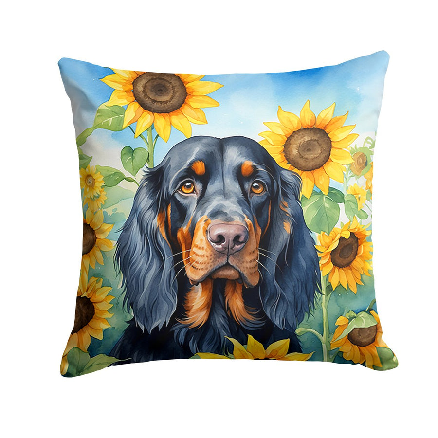 Gordon Setter in Sunflowers Throw Pillow Image 1