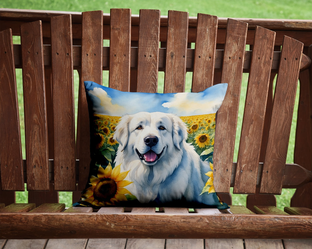 Great Pyrenees in Sunflowers Throw Pillow Image 2
