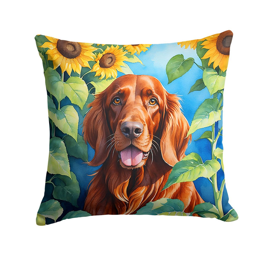 Irish Setter in Sunflowers Throw Pillow Image 1
