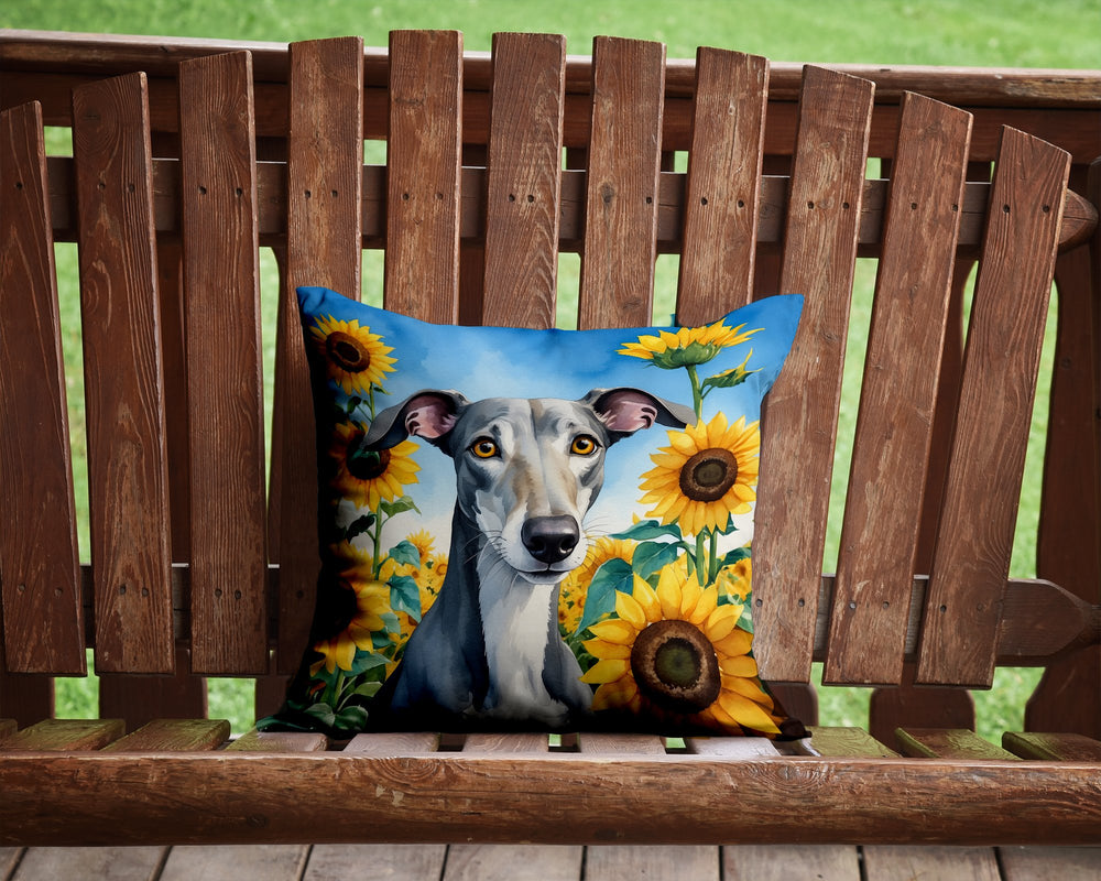 Greyhound in Sunflowers Throw Pillow Image 2
