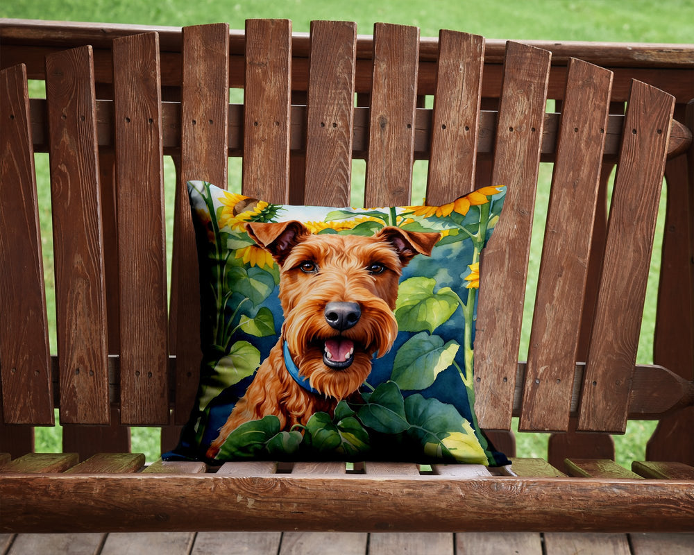Irish Terrier in Sunflowers Throw Pillow Image 2