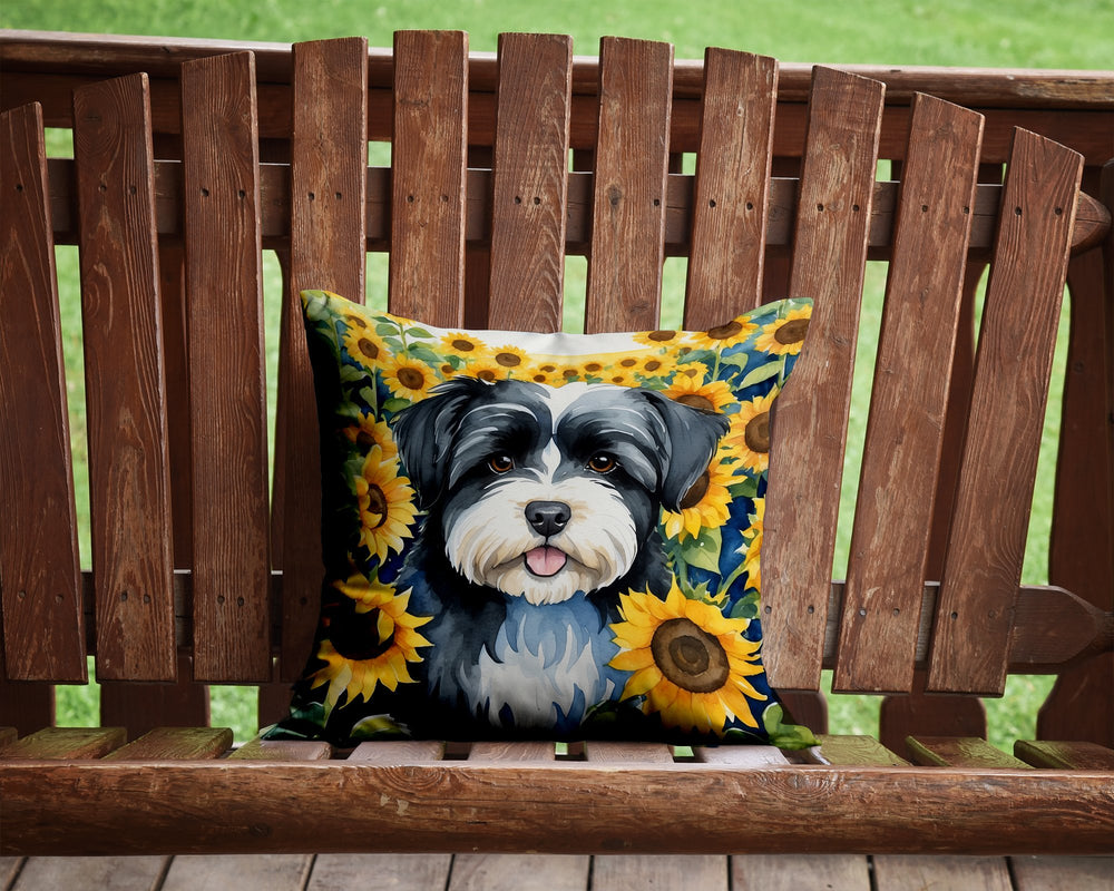 Havanese in Sunflowers Throw Pillow Image 2