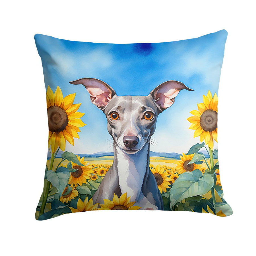 Italian Greyhound in Sunflowers Throw Pillow Image 1