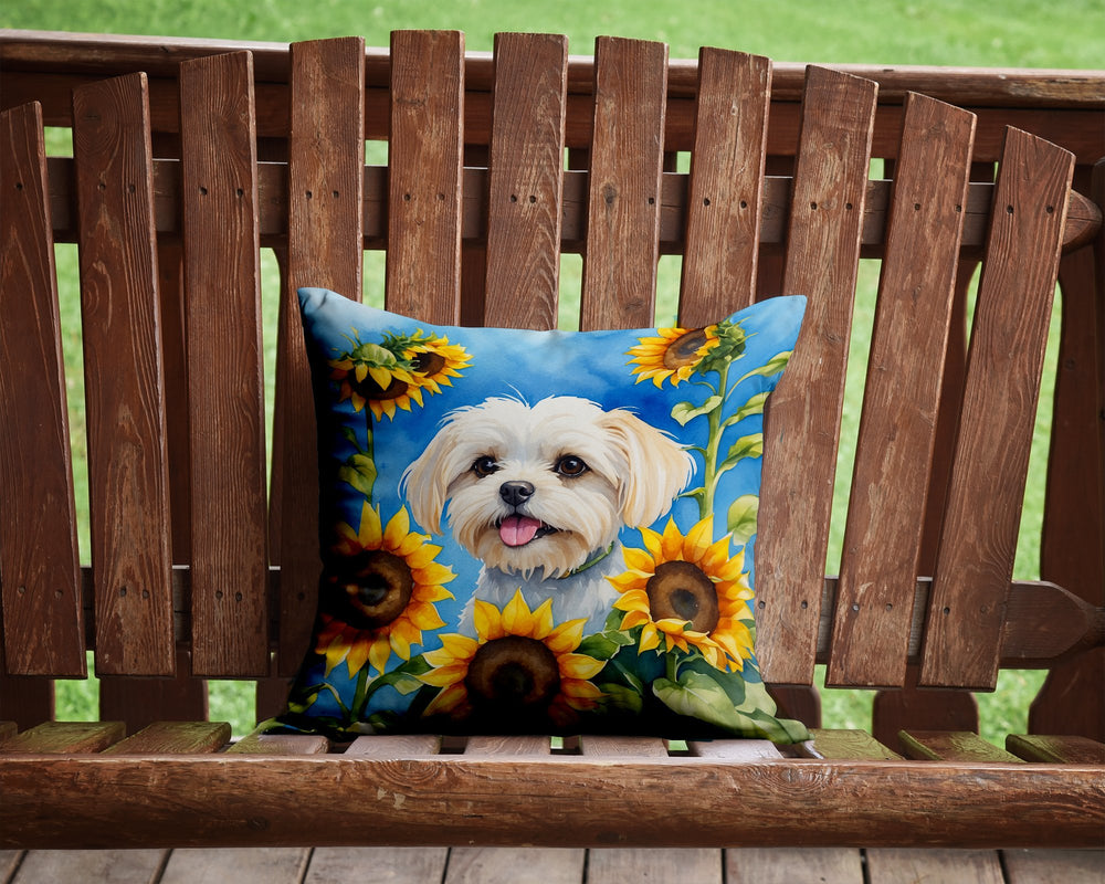 Maltese in Sunflowers Throw Pillow Image 2