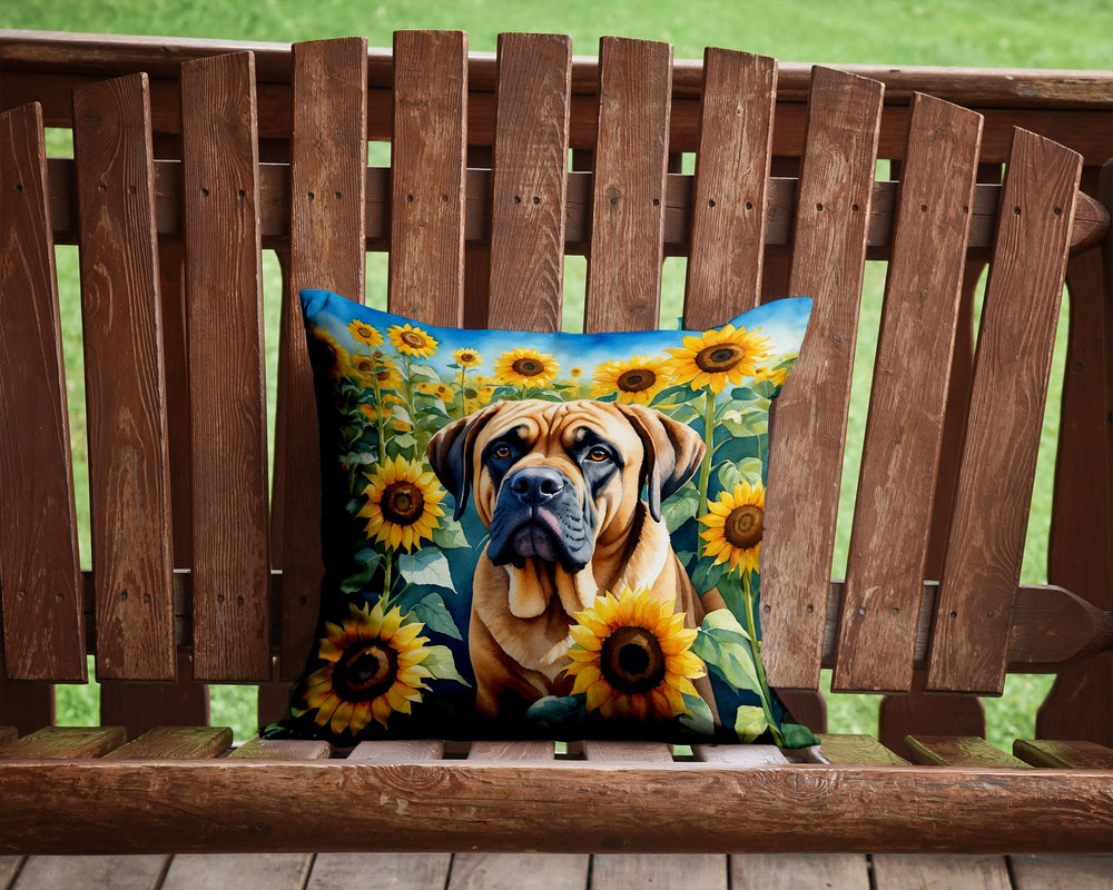 Mastiff in Sunflowers Throw Pillow Image 2