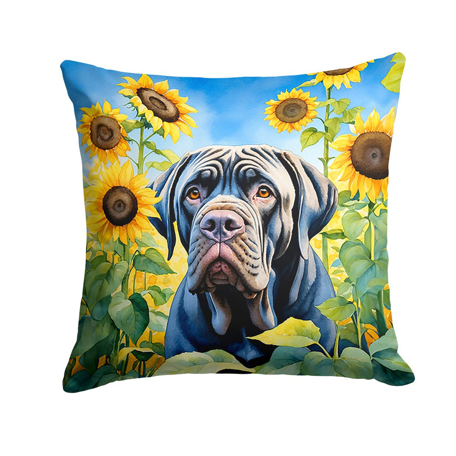Neapolitan Mastiff in Sunflowers Throw Pillow Image 1