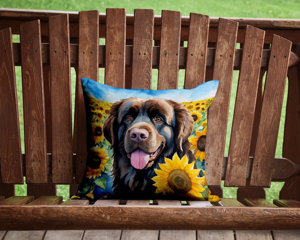 Newfoundland in Sunflowers Throw Pillow Image 2