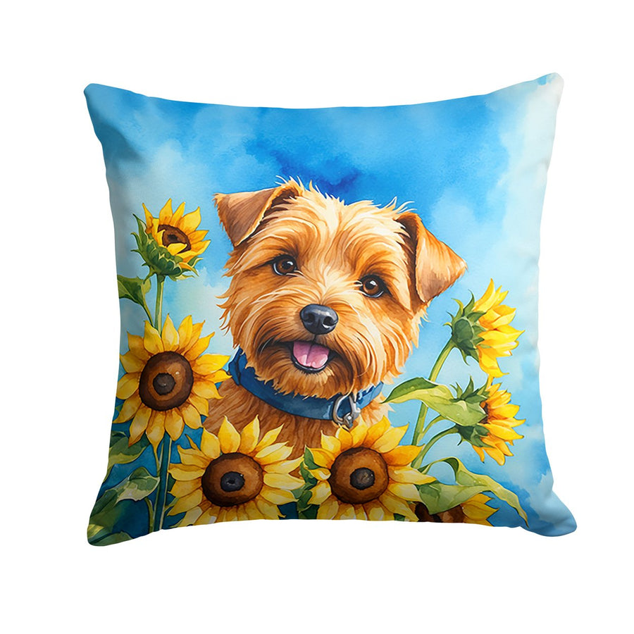 Norfolk Terrier in Sunflowers Throw Pillow Image 1