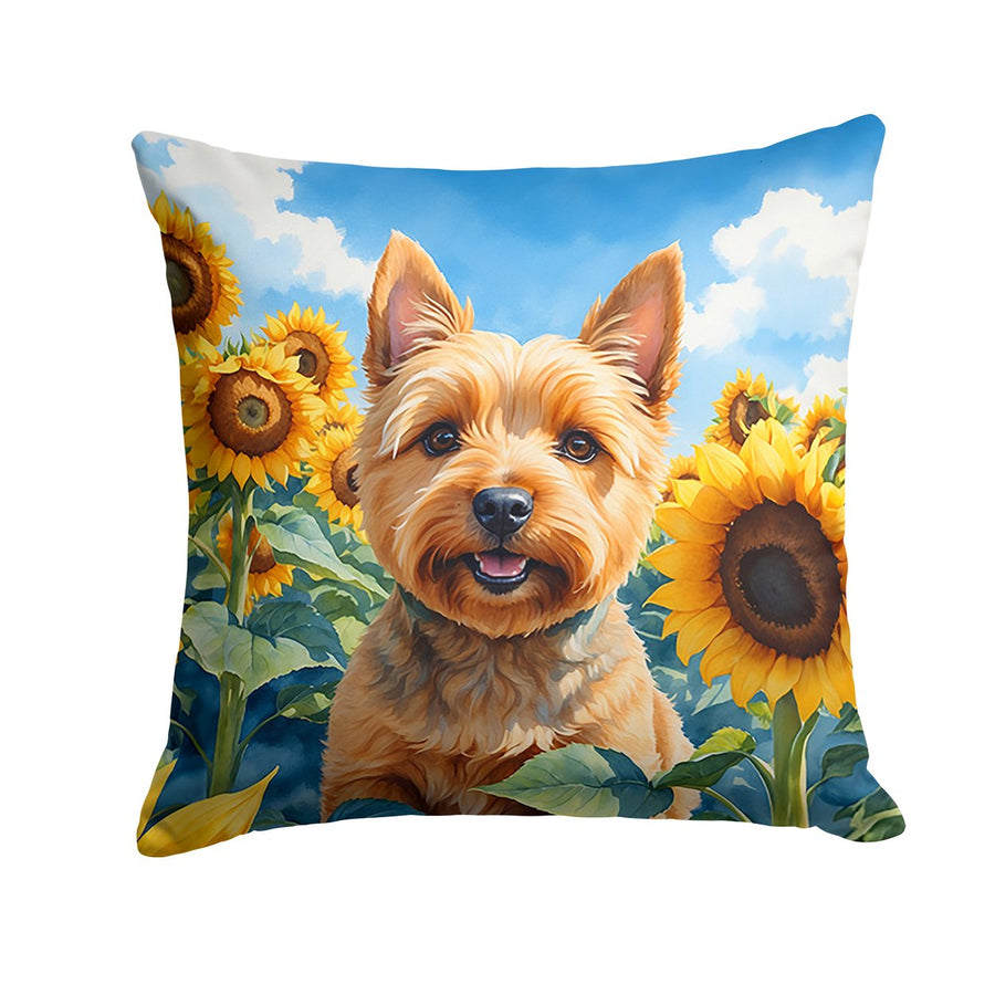 Norwich Terrier in Sunflowers Throw Pillow Image 1