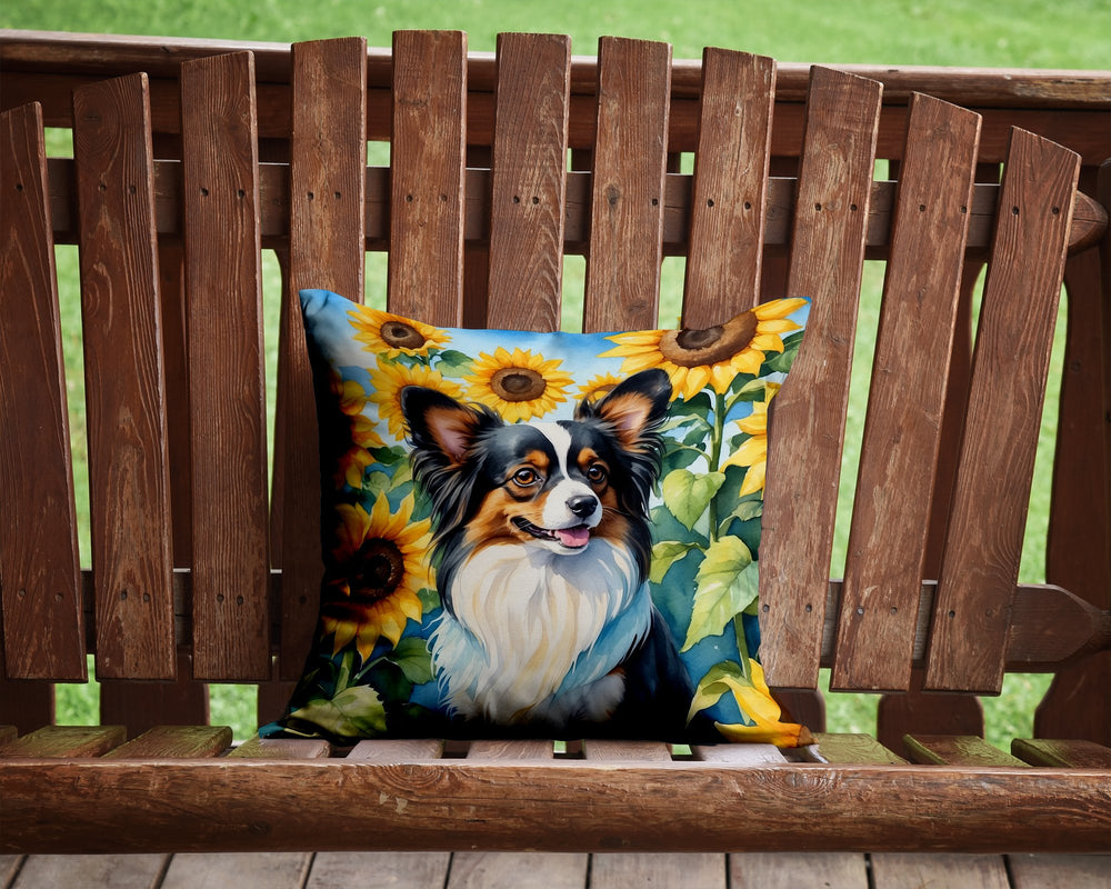 Papillon in Sunflowers Throw Pillow Image 2