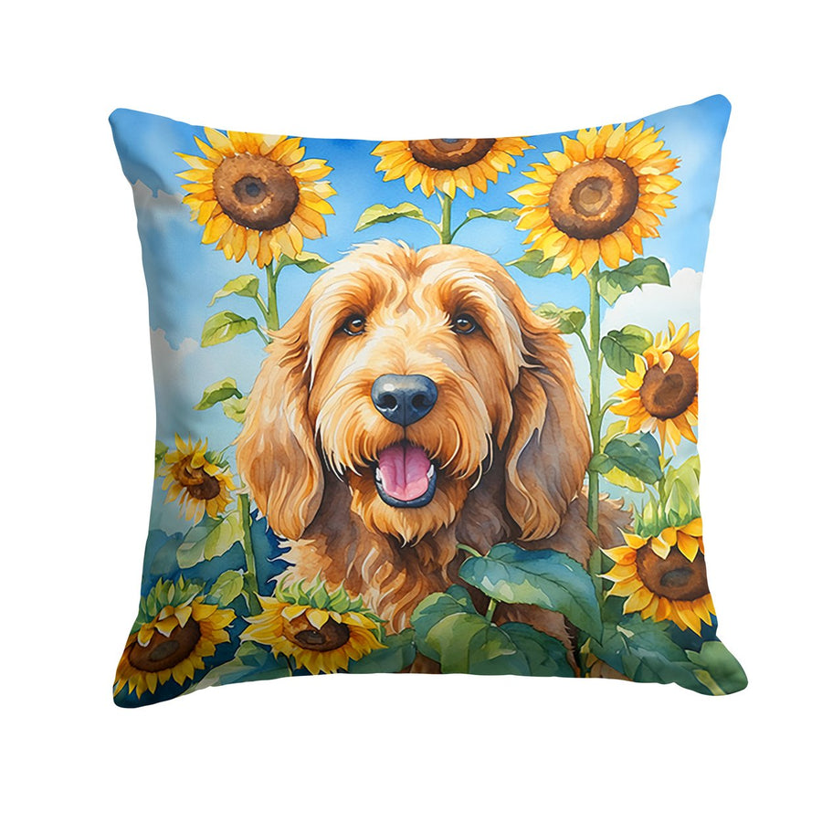 Otterhound in Sunflowers Throw Pillow Image 1