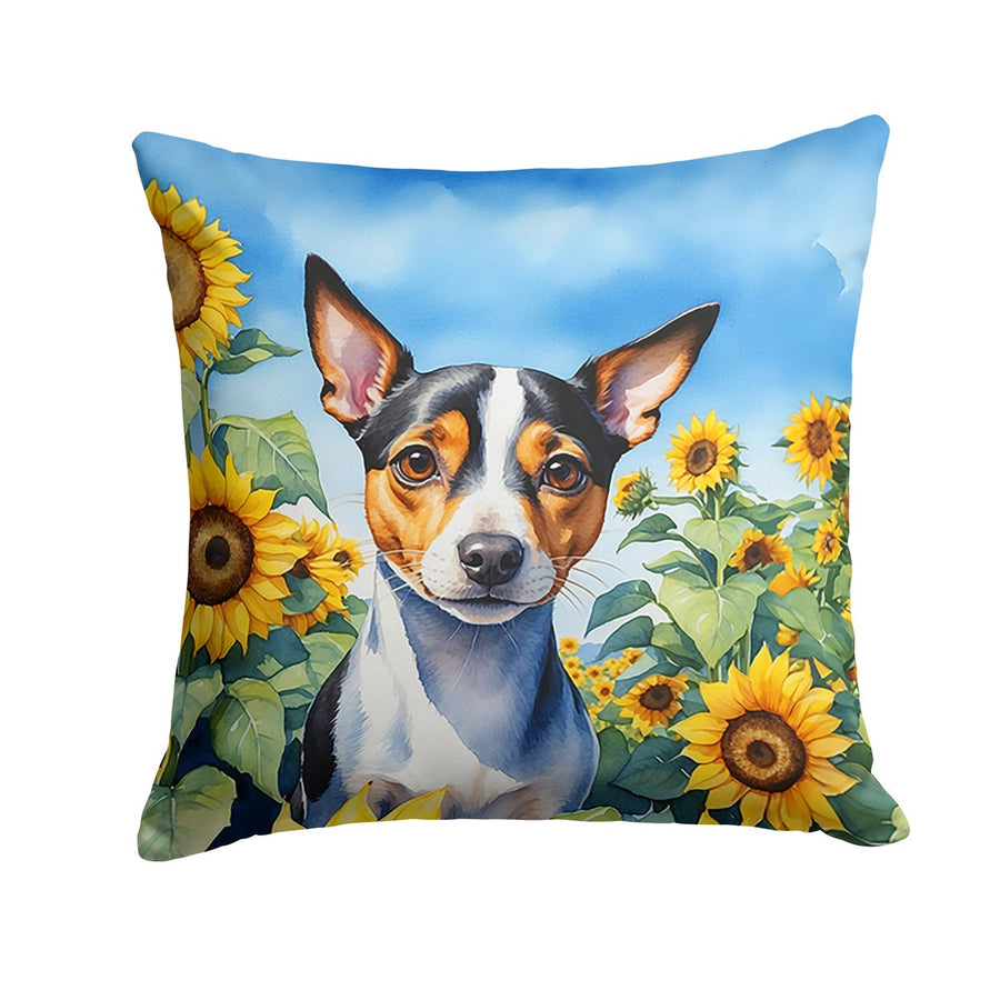 Rat Terrier in Sunflowers Throw Pillow Image 1