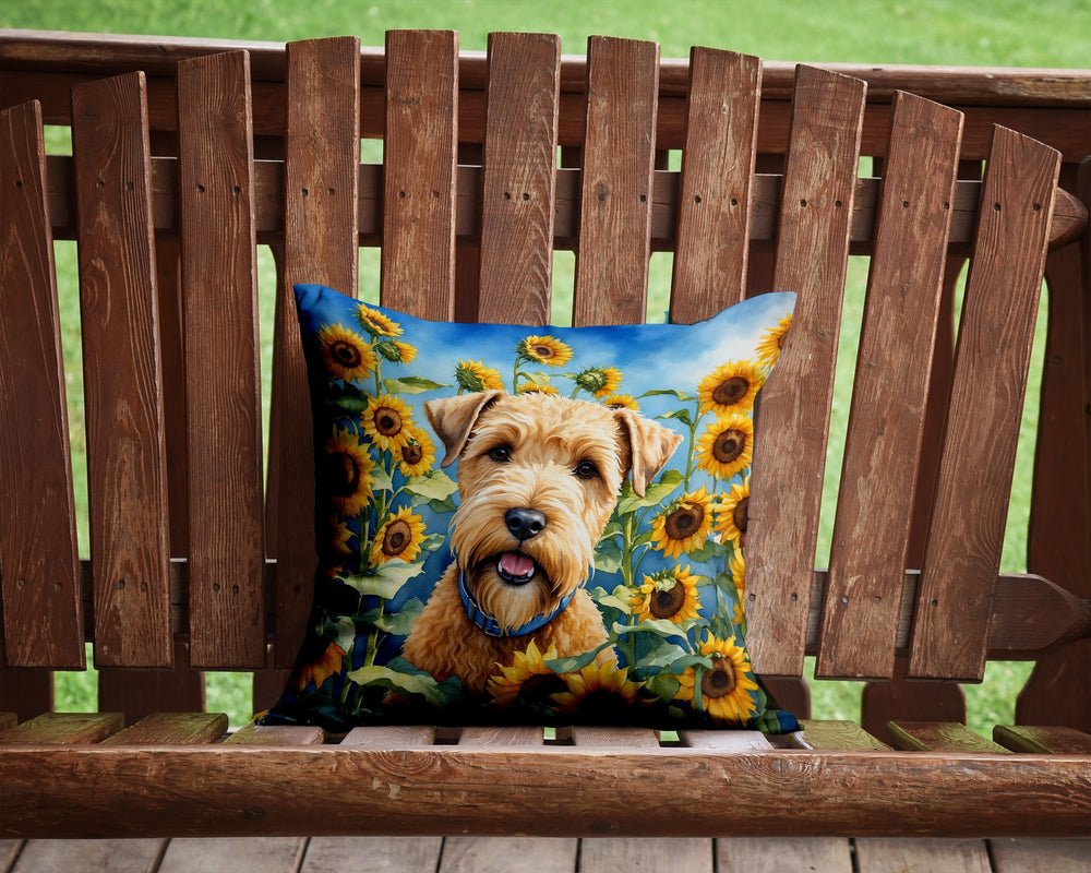 Wheaten Terrier in Sunflowers Throw Pillow Image 2