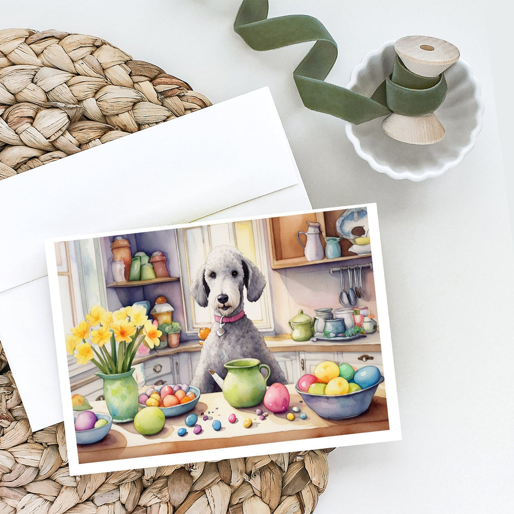 Decorating Easter Bedlington Terrier Greeting Cards Pack of 8 Image 2