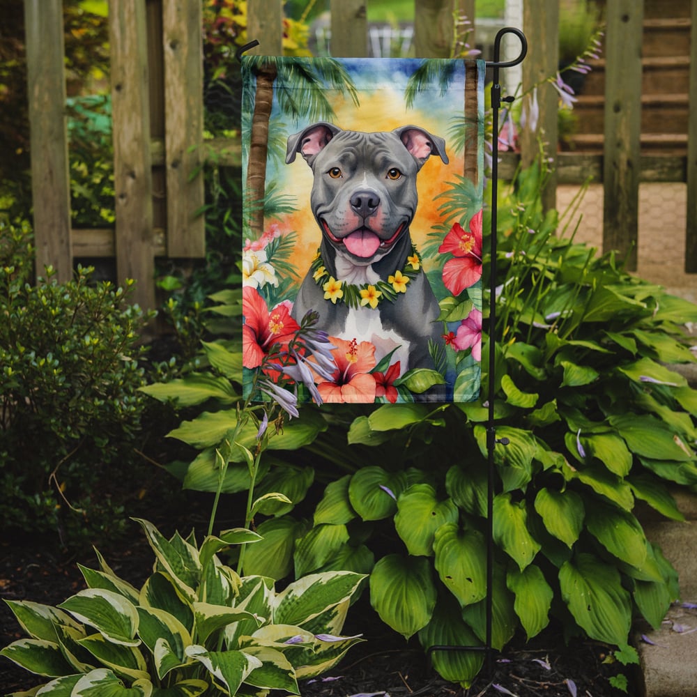 Pit Bull Terrier Luau Garden Flag Image 2