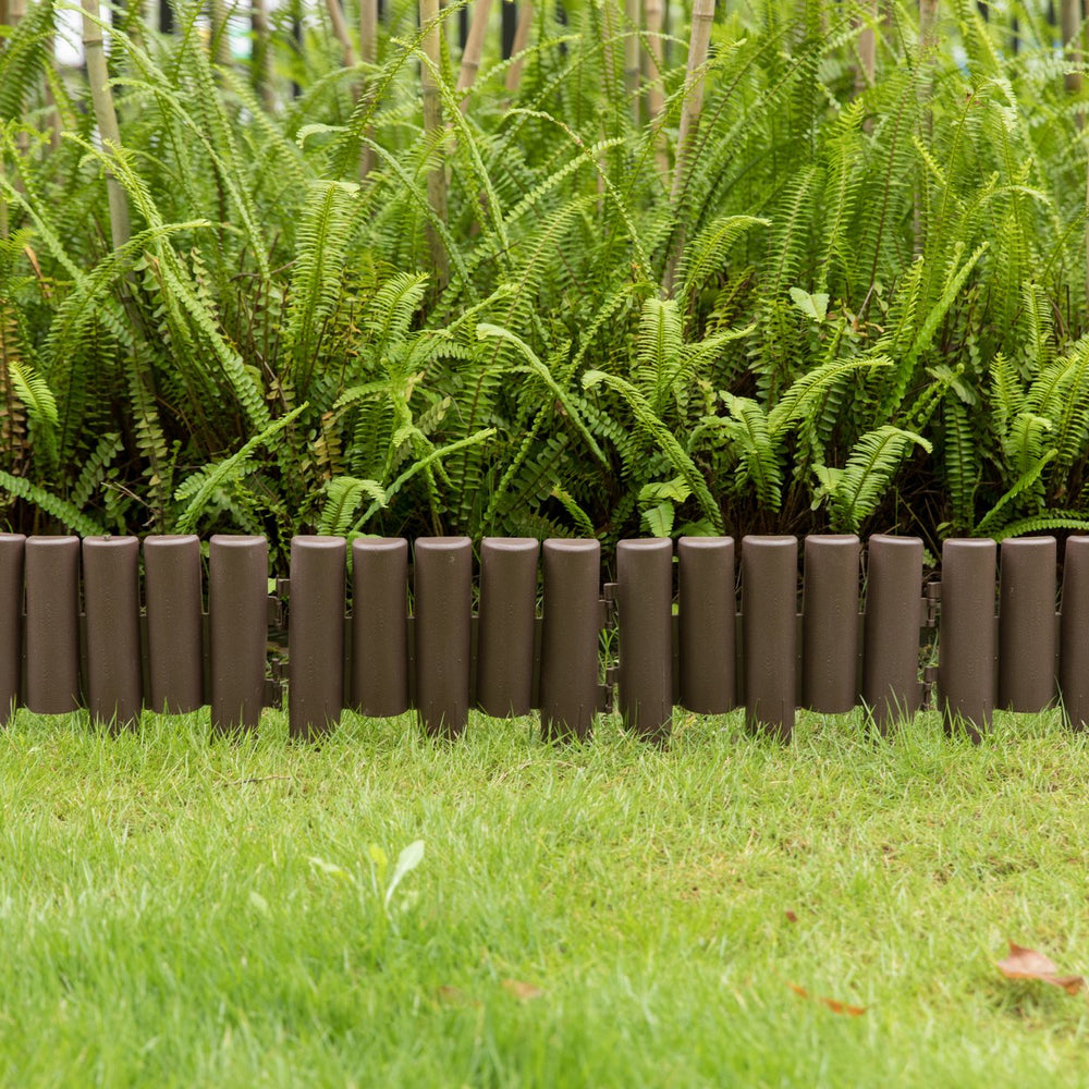 Decorative Interlocking Half Log Lawn Edging Garden Ornamental Fence Border, Pack of 8 Image 2