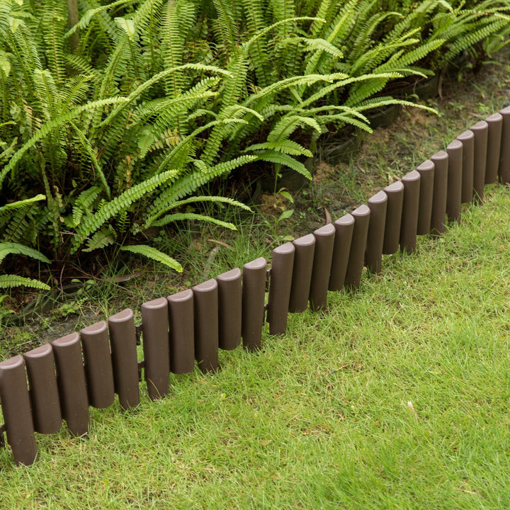 Decorative Interlocking Half Log Lawn Edging Garden Ornamental Fence Border, Pack of 8 Image 6