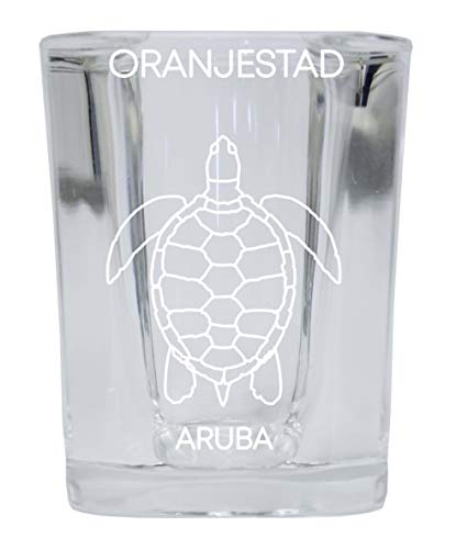 Orange Beach Alabama Souvenir 2 Ounce Square Shot Glass laser etched Turtle Design Image 1