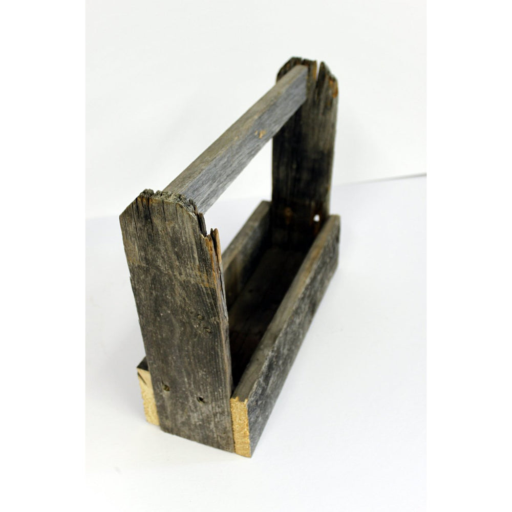 Rustic Reclaimed Barn Wood Tool Caddy Tote Image 2