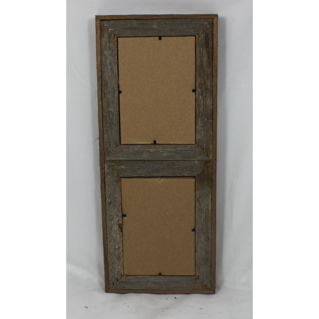 Rustic Reclaimed Barn Wood Vertical 5x7 Double Opening Frame - Holds 2 - 5x7 Photos Vertically Image 2