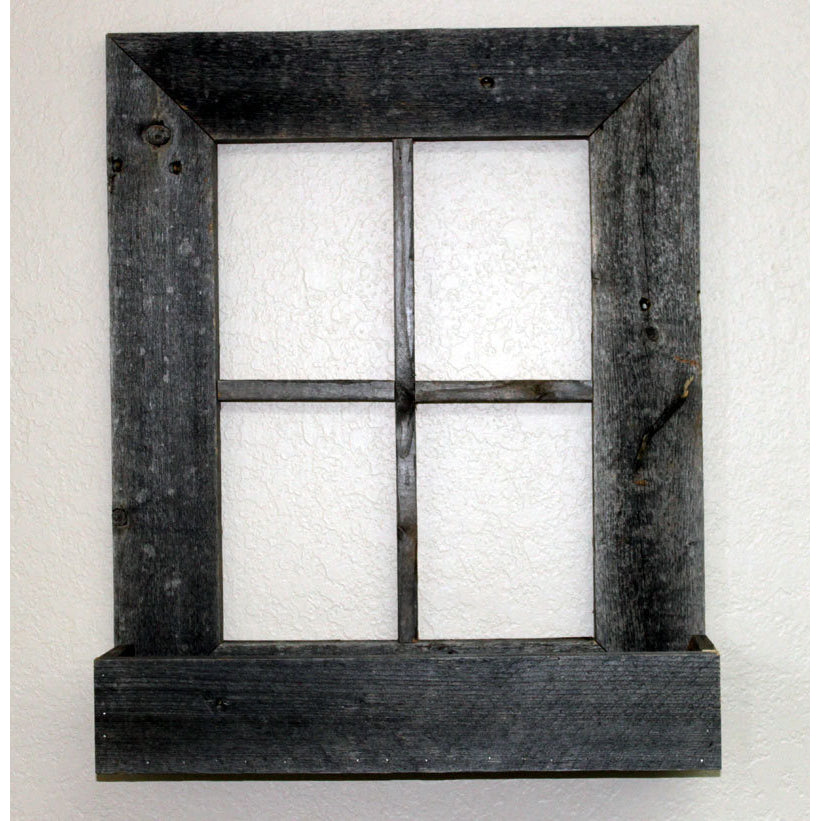 Rustic Barn Wood Window Frame with Flower Box Image 1