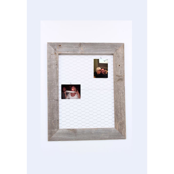 Rustic Reclaimed Barn Wood Chicken Wire Photo Board - 10 Mini Pins Included Image 1