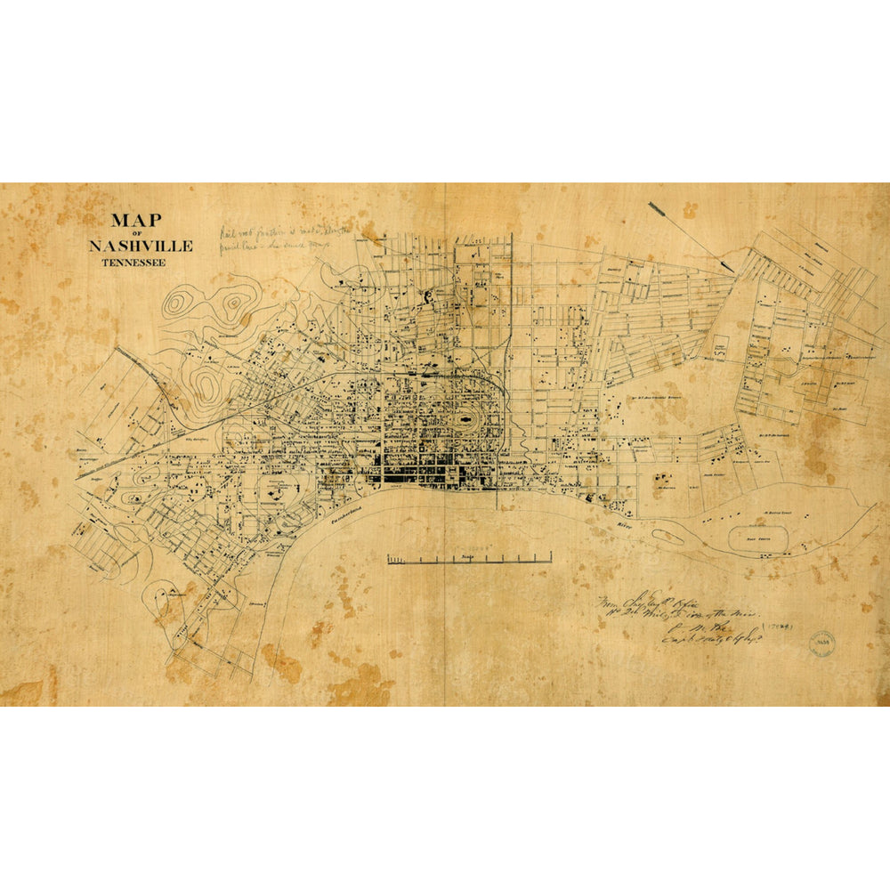 Old Map of Nashville Tennessee 1860 restoration hardware style Vintage Nashville Map Old Nashville map WALL Map Poster Image 2