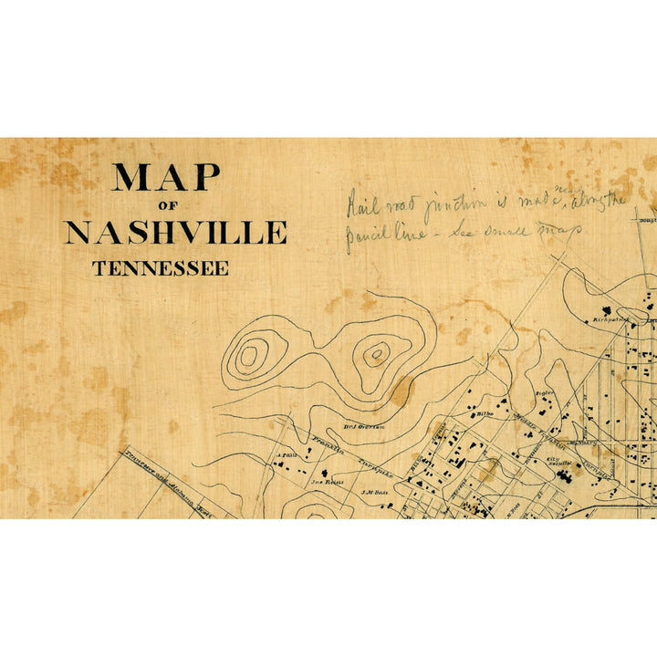 Old Map of Nashville Tennessee 1860 restoration hardware style Vintage Nashville Map Old Nashville map WALL Map Poster Image 3