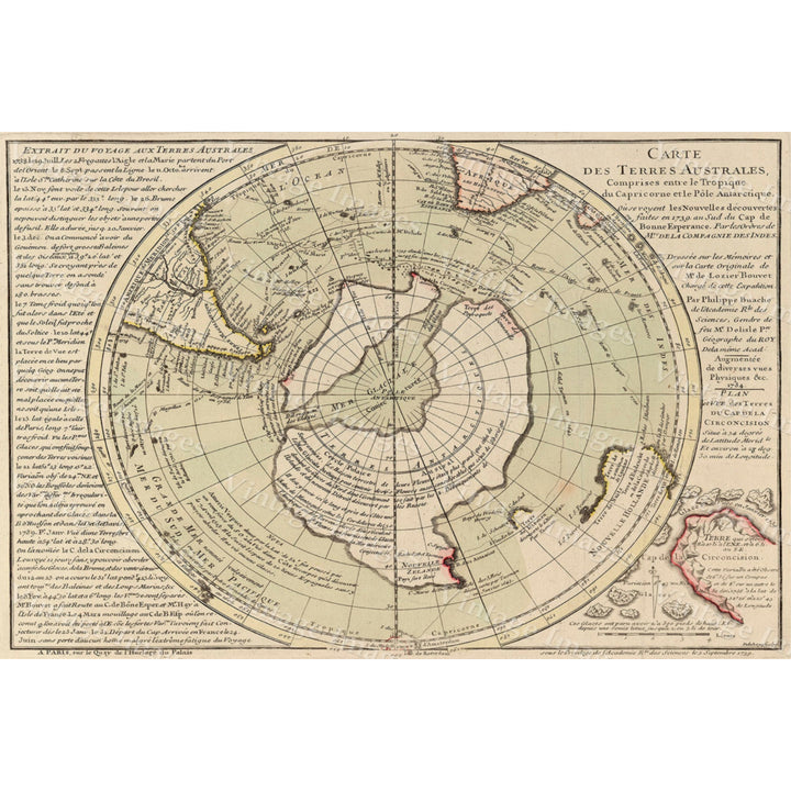 Old map of South Pole - Antarctica map, Historic South Pole Map Antique Restoration Hardware Style Antarctica wall Map Image 1