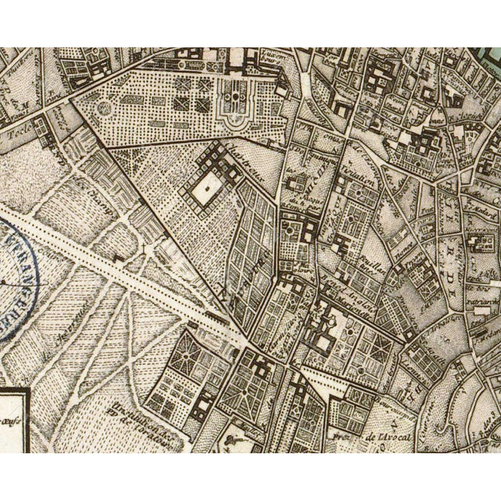 Giant Historic PARIS Map, 1740 Old Map Of Paris Antique Restoration Hardware Style Paris wall Map Fine Art Print Vintage Image 3