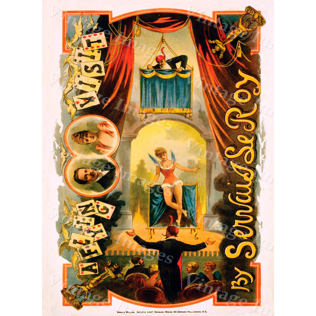 vintage 1890 Servais LeRoy Magic magician Poster 10 X 14 Fine Art Print Giclee home Image 1