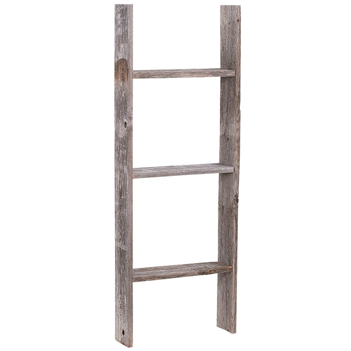 3-Ft Decorative Rustic Reclaimed Barn Wood Ladder Image 2