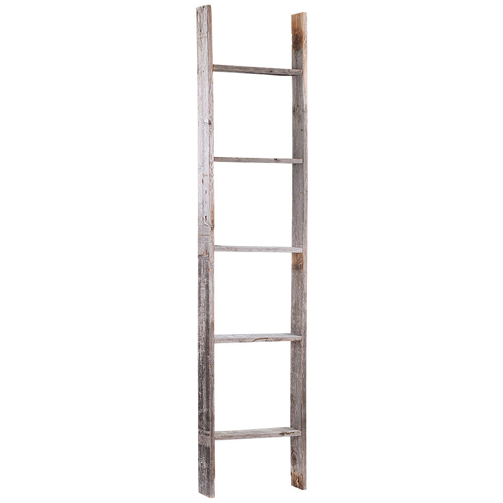 5 Foot Rustic Reclaimed Barn Wood Decorative Ladder Image 2