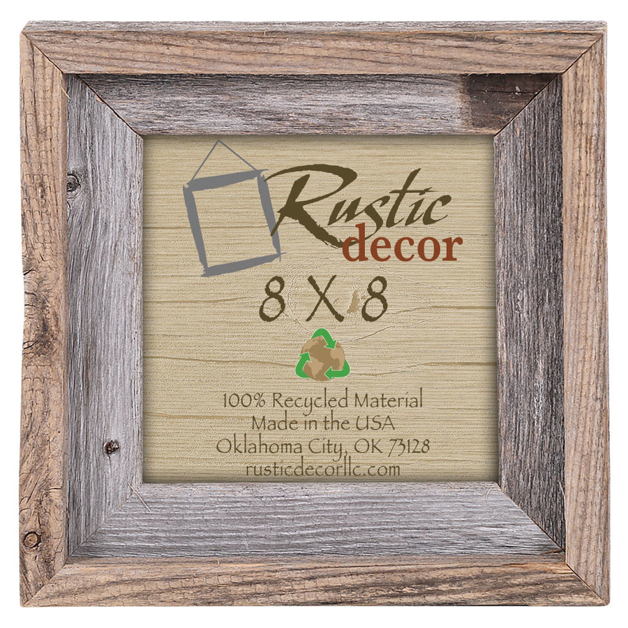 Rustic Reclaimed Barn Wood 8x8 (2") Wall Frame Image 1