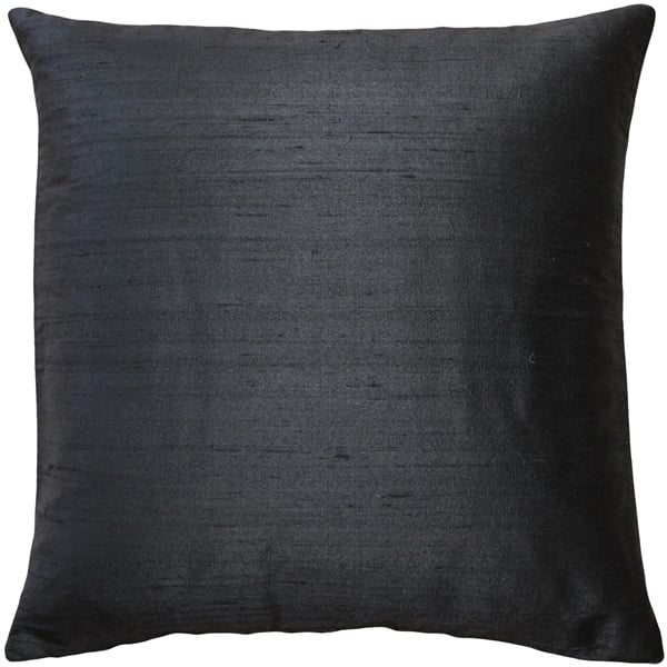 Pillow Decor Sankara Black Silk Throw Pillow 16x16 Dupioni Cushion Cover Image 1