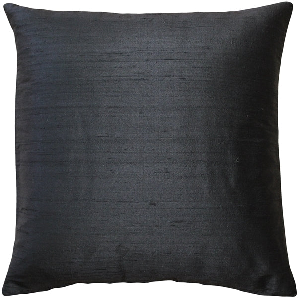 Pillow Decor Sankara Black Silk Throw Pillow 18x18 Dupioni Silk Square Cushion Image 1