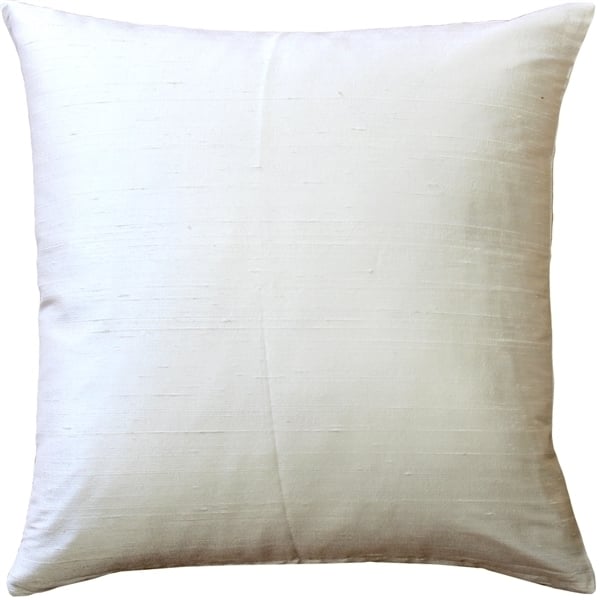 Pillow Decor Ivory Silk Throw Pillow 18x18 Dupioni Square with Poly Insert Image 1