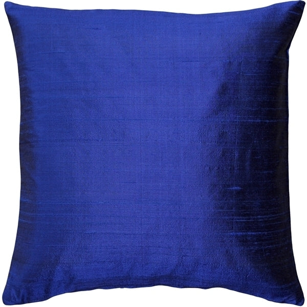 Pillow Decor Sankara Ink Blue Silk Throw Pillow 16x16 Dupioni Poly Insert Image 1