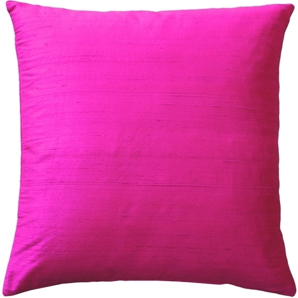 Pillow Decor Sankara Fuchsia Pink Silk Throw Pillow 16x16 Dupioni Silk Cover Image 1